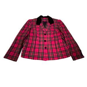 Vintage Embassy Row Pure Wool Red Black Jacket Blazer Button Down Women Size 18W